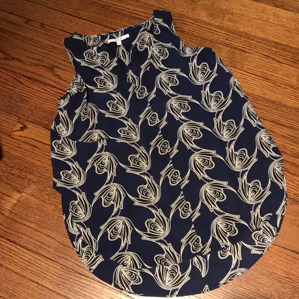 Derek Lam 10 Crosby Sz 6 blue black silk top
